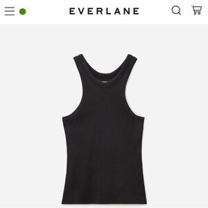 Everlane Ribbed Cutaway Tank Organic Cotton Black Small